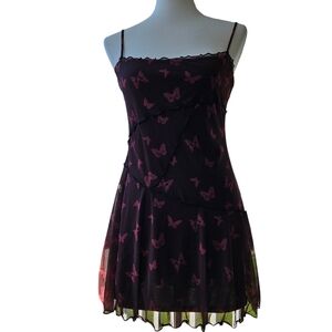Urban Outfitters Black Dress with Pink Butterfly Print